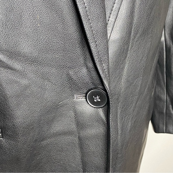 Express Black Faux Leather Single Button Blazer - Picture 3 of 8